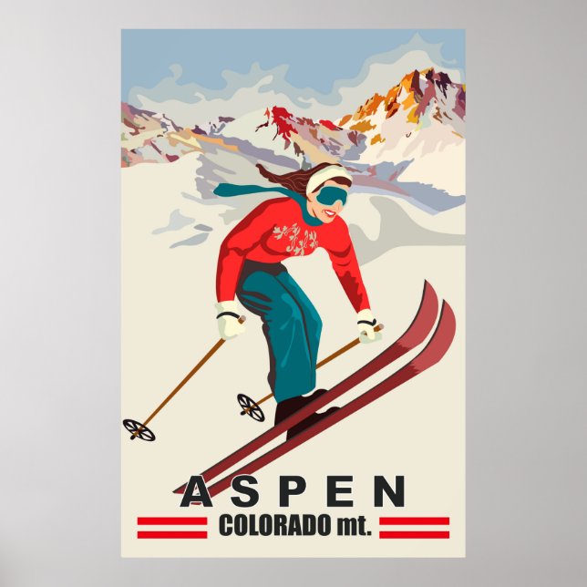 Affiche Ski Aspen, Colorado (Devant)