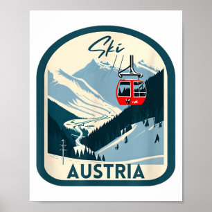 Affiche Ski autriche rétro style vintage ski autrichien