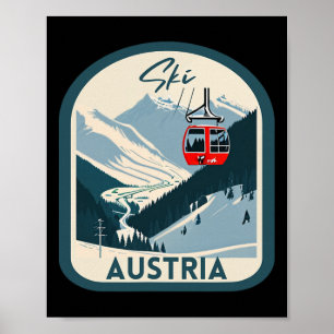 Affiche Ski Autriche Rétro Vintage Style Ski Autrichien
