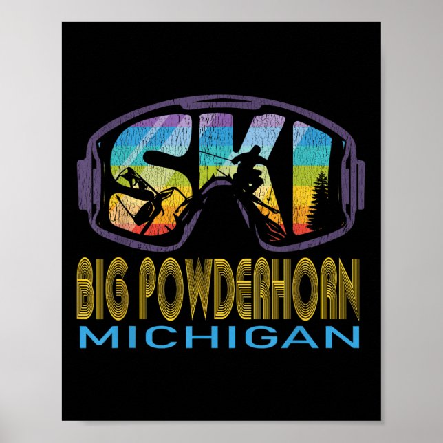 Affiche Ski Big Powderhorn Michigan Vacances ski (Devant)