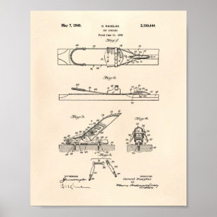 Affiche Ski Binding 1940 Patent Art - Old Peper
