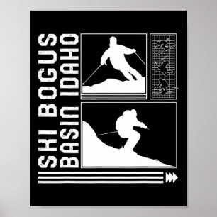 Affiche Ski Bogus Sin Idaho Ski Alpin Skieur Hiver Planche