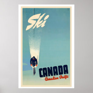 Affiche Ski Canada Travel Canadian Pacific Vintage Ski