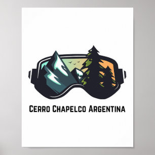 Affiche Ski Cerro Chapelco Argentine Mountain Ski T Hommes