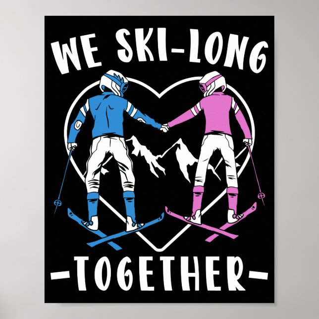 Affiche Ski Couple Nous Ski Long Ensemble Skier Hiver (Devant)