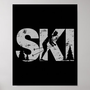 Affiche Ski Cross Country Ski Cool Skiing Skieur Nordique