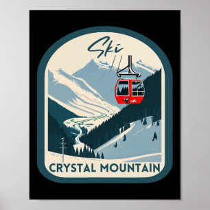 Affiche Ski Crystal Mountain Rétro Vintage Crystal Montagn