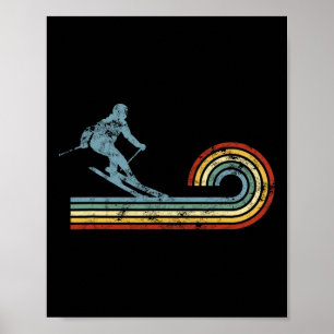 Affiche Ski de fond rétro skieur sports d'hiver
