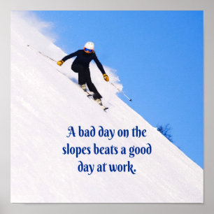 Affiche Ski de montagne pistes neige fraîche automne ski a