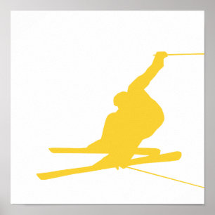 Affiche Ski de neige jaune