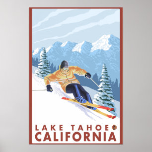 Affiche Ski de neige - Lake Tahoe, Californie