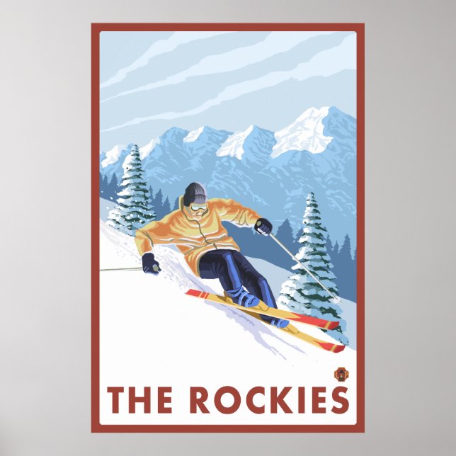 Affiche Ski De Neige - Les Rocheuses (Devant)