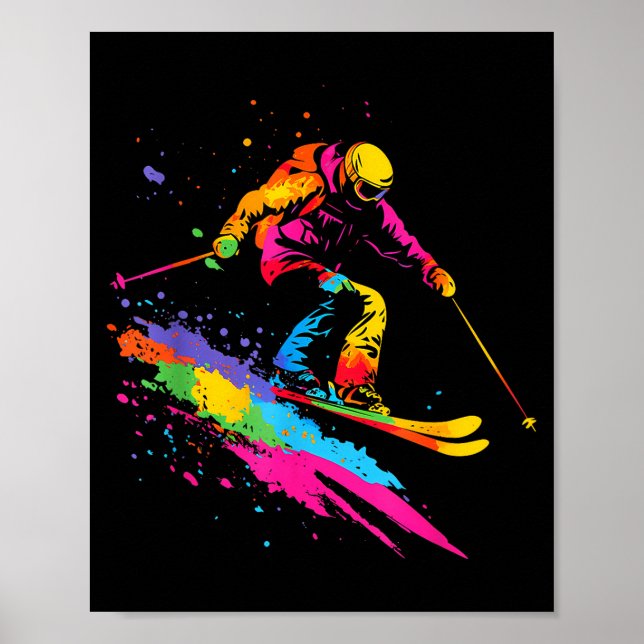 Affiche Ski de ski coloré  (Devant)