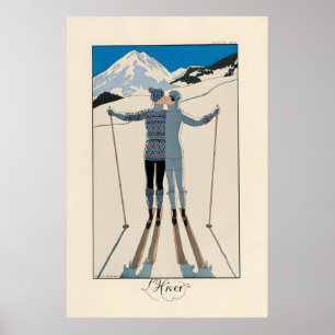 Affiche Ski D'Hiver Montagnes Sport D'Hiver De Ski