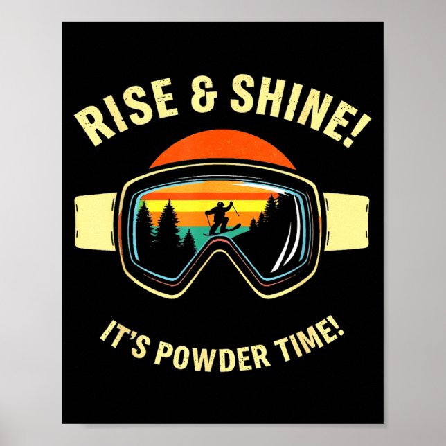 Affiche Ski drôle - debout &amp; brillant ! temps de poudr (Devant)