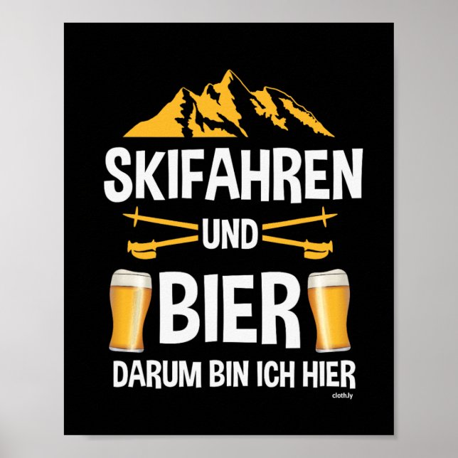 Affiche Ski Et Bière Après Le Costume De Ski Fête D'Hiver  (Devant)