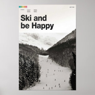 Affiche Ski et être heureux - Ski Art Imprimer l'affiche