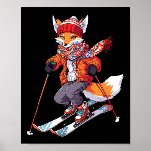 Affiche Ski Fox Skier Ski Ski Hiver Neige 1