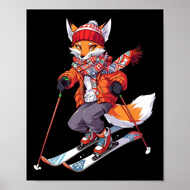 Affiche Ski Fox Skier Ski Ski Hiver Neige 1 (Devant)