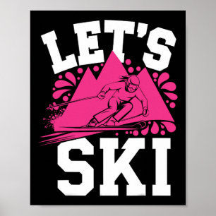 Affiche Ski Girl Humour Sports d'hiver et l'avent de neige