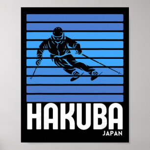Affiche Ski Hakuba Japon Sports d'hiver Vintage Rétro Skii
