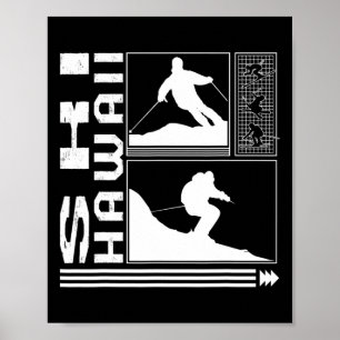 Affiche Ski Hawaii Ski Skieur Hiver Planche à Neige Snowbo