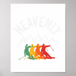 Affiche Ski Heavened California Retro Skiing Lake Tahoe Ca