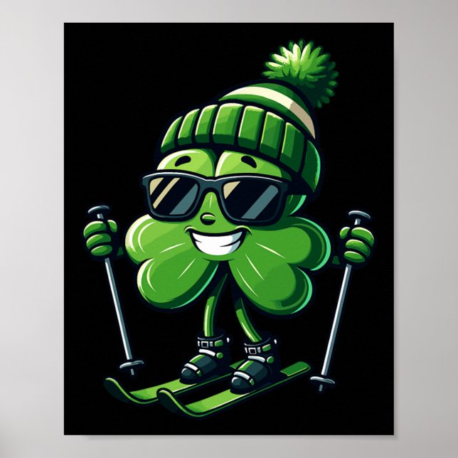 Affiche Ski Jour de la Saint Patrick Shamrock Clover Irlan (Devant)