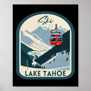 Affiche Ski Lake Tahoe Rétro Vintage Style Lake Tahoe Skii