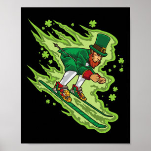 Affiche Ski Leprechaun - Sports d'hiver irlandais - Ski ne