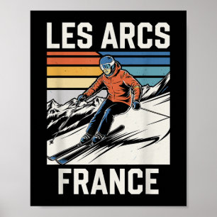 Affiche Ski Les Arcs France, Ski Français Montagne T-