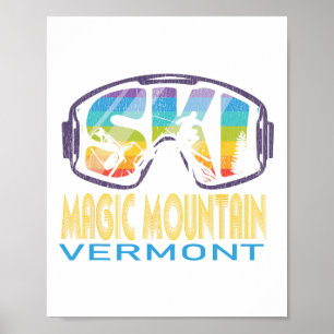 Affiche Ski Magic Mountain Vermont Vacances ski