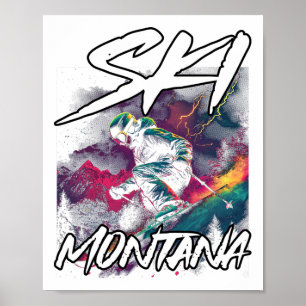 Affiche Ski Montana Ski Aventure Montana Usa