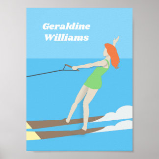 Affiche Ski nautique de style vintage