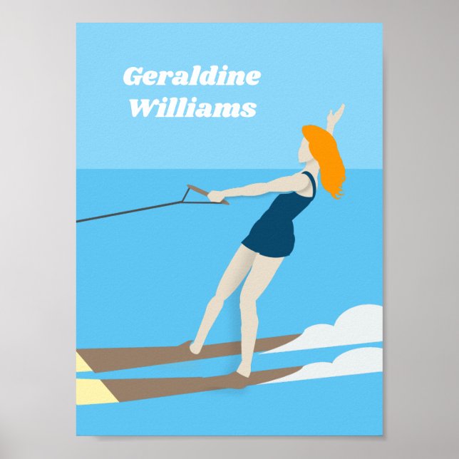 Affiche Ski nautique de style vintage (Devant)