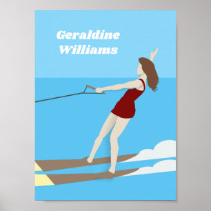 Affiche Ski nautique de style vintage