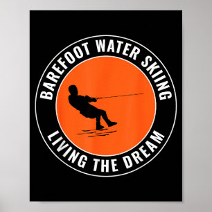 Affiche Ski nautique pieds nus en bateau à moteur eau
