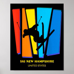 Affiche Ski new hampshire etats-unis ski skieur 