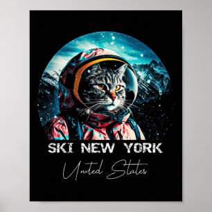 Affiche Ski New York États-Unis Ski Skiing Skieur