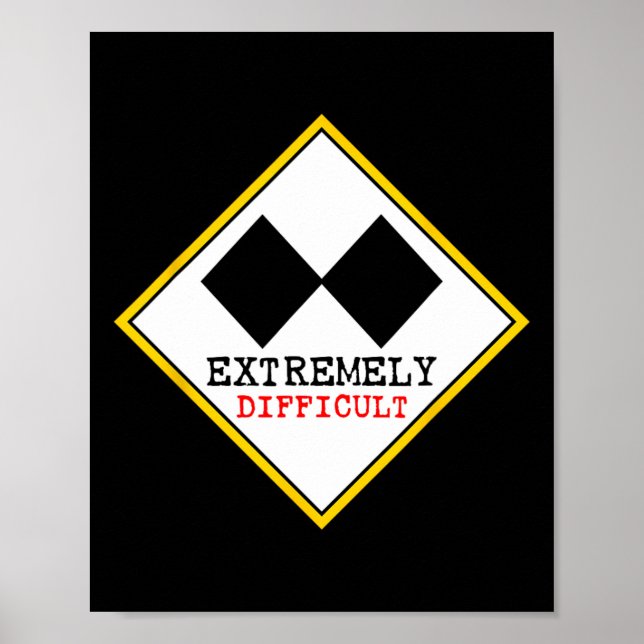 Affiche Ski noir double extrêmement difficile drôle (Devant)