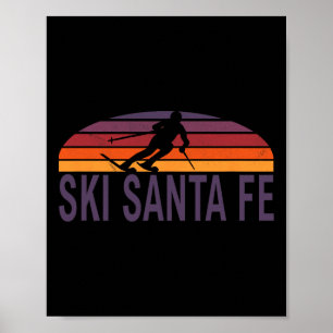 Affiche Ski Père Noël Fe Nouveau Mexique Station de ski Sn