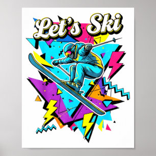 Affiche Ski rétro vintage années 80 90 conception de sport
