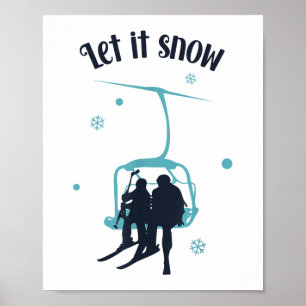 Affiche Ski Skier Ski Rétro Hiver Laisser Il Neige Christm