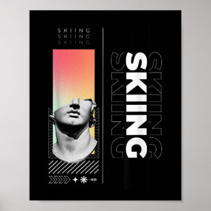 Affiche Ski Statue grecque Sports d'hiver Montagne des nei