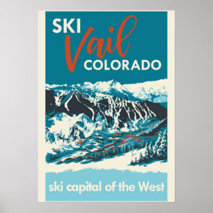 Affiche Ski Vail Colorado vintage