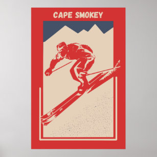 Affiche Ski vintage Canada Mountain Resort Cape Smokey