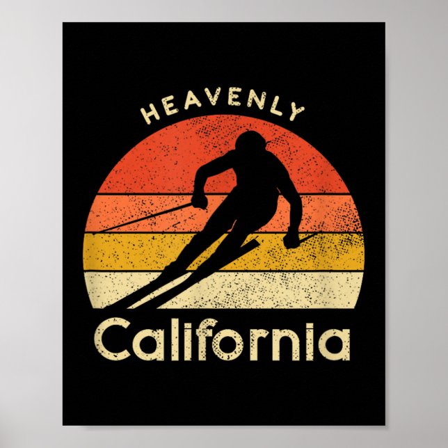 Affiche Ski vintage Heavened California Mountain (Devant)