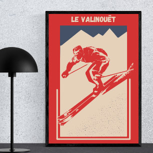 Affiche Ski vintage Québec Resort Le Valinouët