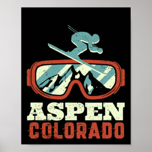 Affiche Ski vintage Retro Snowboard Aspen Colorado M