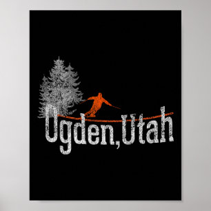 Affiche Ski vintage style des années 80 Ogden Utah
